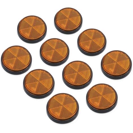 Paquete de 10 reflectores autoadhesivos redondos para remolques, barcos, motocicletas y vallas (ámbar)