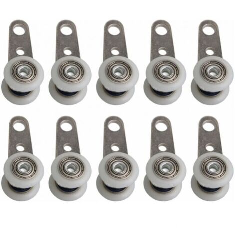 Paquete de 10 rodillos para ventanas francesas o puertas correderas – metal y plástico – 4,5 x 1,9 cm