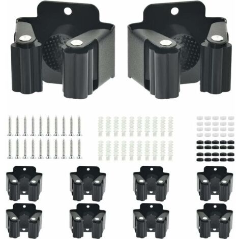 Paquete de 10 soportes de pared para escobas, soporte para herramientas de acero inoxidable, juego de montaje en pared, soporte para escobas y herramientas de jardín, gancho para escobas, soporte para