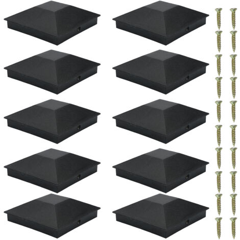 Paquete de 10 tapas para postes de cerca de madera, de 102 x 102 mm (4 x 4 pulgadas), fabricadas en plástico resistente al agua y a los rayos UV. Protegen los postes de grietas y pudrición.