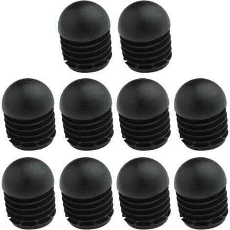 Paquete de 10 tapones redondos para tubos de silla con protección antideslizante para pies integrada en negro para muebles, 19 mm