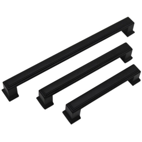 Paquete de 10 tiradores de aluminio negro de 212 mm para armarios de cocina – Tiradores negros para cajones de cocina