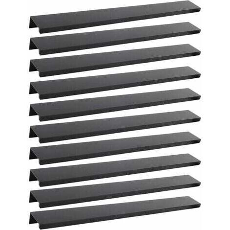 Paquete de 10 tiradores negros para muebles, tiradores invisibles negros para muebles de cocina, tiradores negros mate para muebles de aleación de aluminio, distancia entre centros de 160 mm.