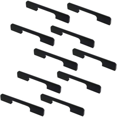 Paquete de 10 tiradores para puertas de gabinete y cajones de aleación de zinc, color negro mate, 140 mm de largo. DEBUNS