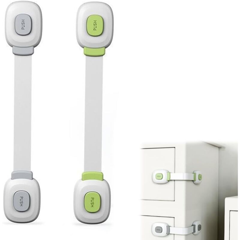 Paquete de 10 topes de seguridad para puertas de bebé, cierres de seguridad para armarios con adhesivo fuerte, cierres de seguridad para cajones sin