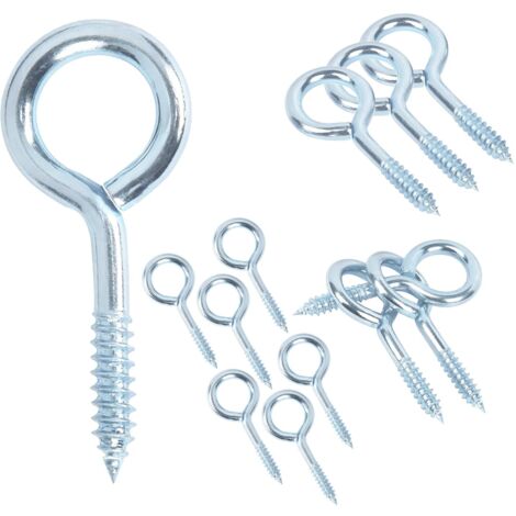 Paquete de 10 tornillos de ojo, ganchos de perno de ojo de 50 mm, tornillos autorroscantes, tornillos de sujeción, tornillos de anillo, ganchos de techo, pernos de ojo galvanizados, clavos para agujer