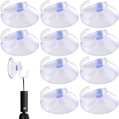 Paquete de 10 ventosas resistentes: miniganchos con ventosa transparente para cocina y baño. Ganchos portátiles, ligeros y prácticos para espejos, paredes, baños y cocinas.