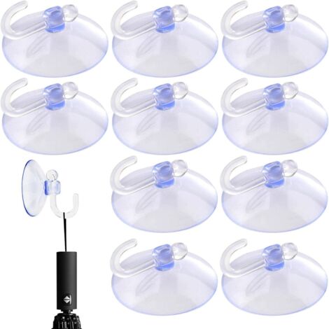 Paquete de 10 ventosas resistentes: miniganchos transparentes para cocina y baño. Ganchos portátiles, ligeros y prácticos para espejos, paredes, baños y cocinas.
