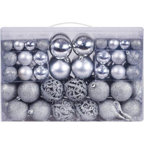 Paquete de 100 bolas navideñas de plástico resistente para decoración interior y exterior (plateadas)
