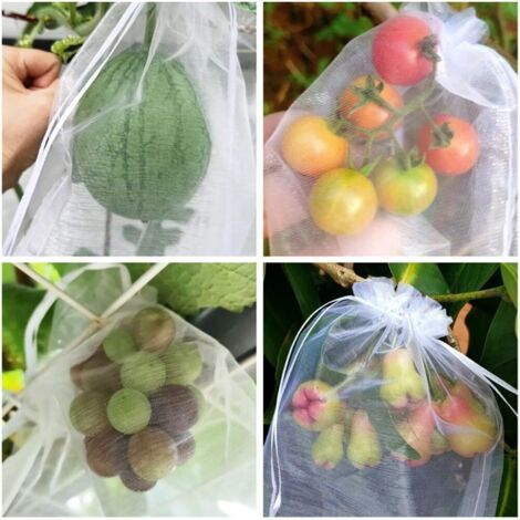 Paquete de 100 bolsas protectoras para árboles y plantas, de organza, lavables y reutilizables, 20 x 30 cm.