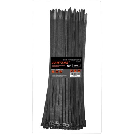 Paquete de 100 bridas autoblocantes para cables, 30 cm Resistencia a la rotura de 45 kg Nylon ajustable de doble cara Duraderas Para uso interior/exterior Para cables y almacenamiento