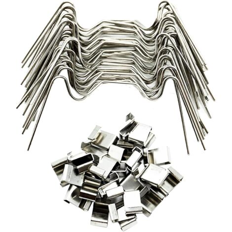 Paquete de 100 clips de fijación de acero inoxidable para acristalamiento de invernaderos, que incluye 50 clips metálicos y 50 clips en Z para acristalamiento de invernaderos.