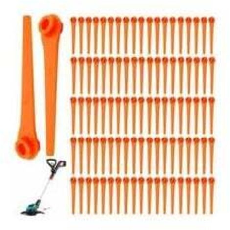 Paquete de 100 cuchillas de repuesto de plástico para desbrozadoras Gardena 9823, 9825, 9820 y 9821 de 70 mm.