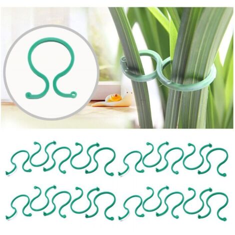 Paquete de 100 pinzas de jardín, soporte para plantas, anillos trenzados para plantas trepadoras, pinzas para plantas, pinzas para tomates de plástico - 2 x 4 cm,