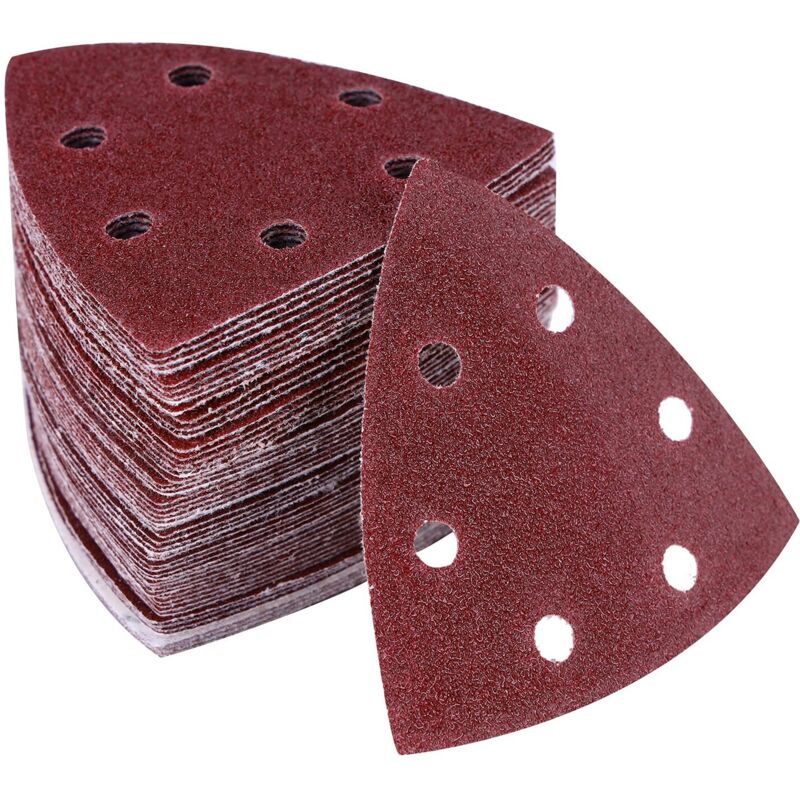 Paquete de 100 Triángulos de Lijado - 6 Agujeros - 90 x 90 x 90 mm Para Lijadora Delta - Hojas de Lija Triangulares - Lijado y Pulido（400）