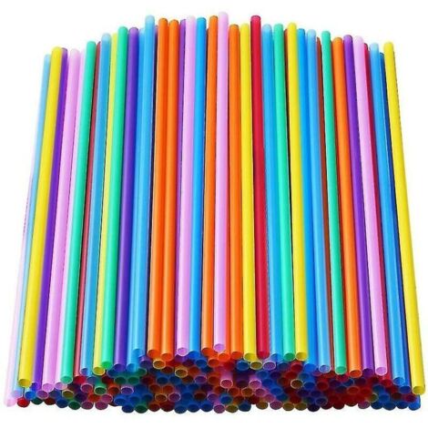 Paquete de 1000 pajitas de plástico desechables largas de colores – 0,23" de diámetro – 10,2" de largo – 8 colores brillantes surtidos