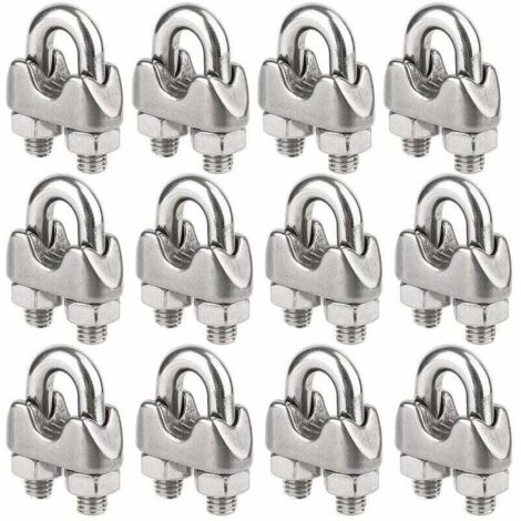 Paquete de 12 abrazaderas de acero inoxidable para cables de 4 mm de diámetro (M4)