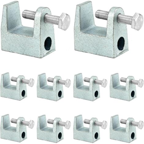 Paquete de 12 abrazaderas de soporte, abrazaderas para juntas alzadas, acero galvanizado, M8 (8 mm), para construcción de puentes y edificios