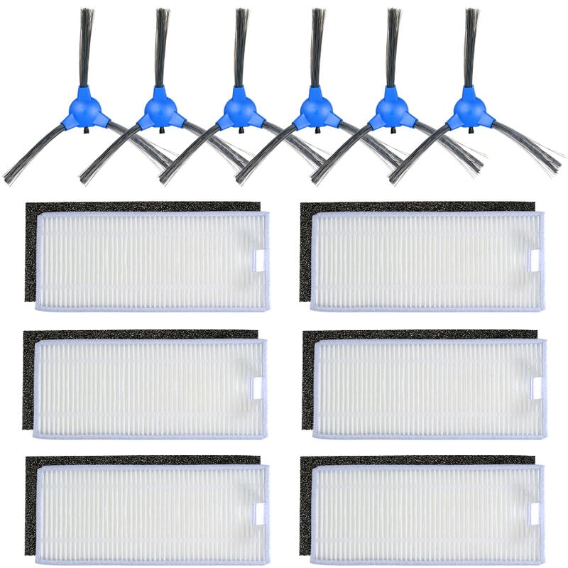 

Paquete de 12 accesorios de repuesto para aspiradora Eufy RoboVac 11S / RoboVac 30 / RoboVac 30C / RoboVac 17C - 6 cepillos laterales + 6 filtros