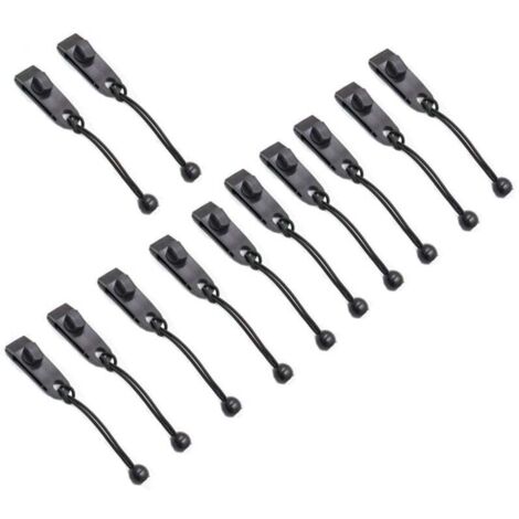 Paquete de 12 cuerdas elásticas negras para lonas de exterior, toldos, autocaravanas, caravanas y fundas para coches.