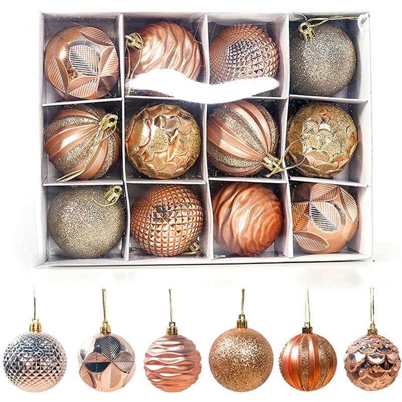 

Paquete de 12 etiquetas para árboles de Navidad Suministros de Navidad Regalos Bolas de decoración 6 cm 12 Bolas de Navidad de PVC en caja (Color: