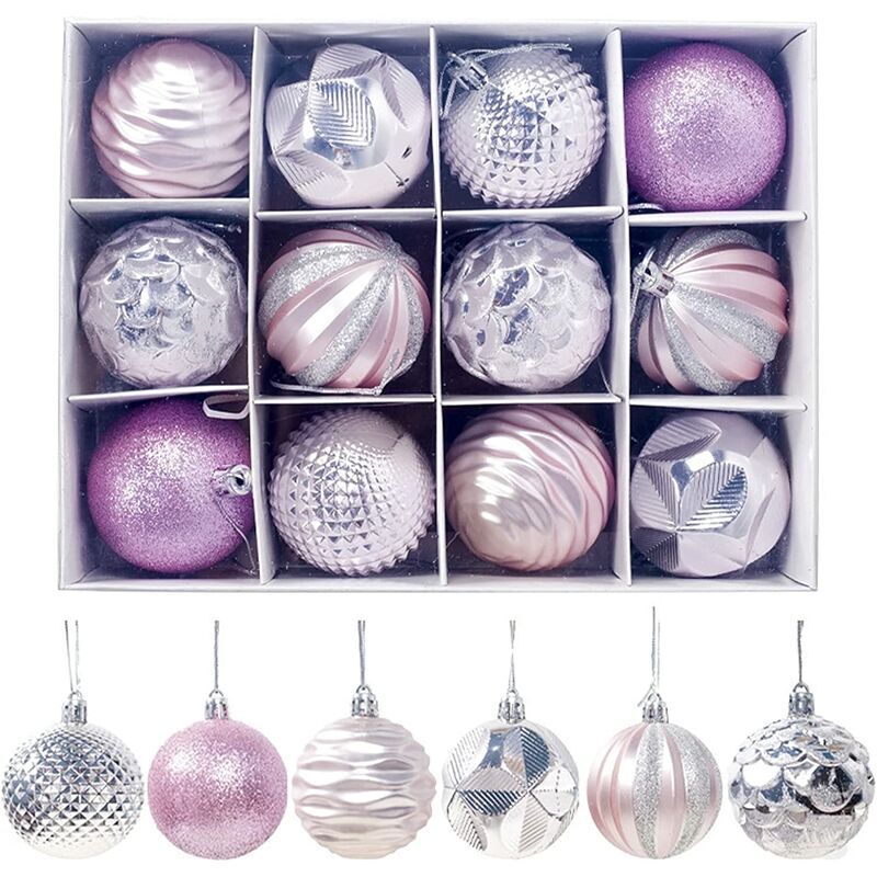 

Paquete de 12 etiquetas para árboles de Navidad Suministros de Navidad Regalos Bolas de decoración 6 cm 12 Bolas de Navidad de PVC en caja (Color: