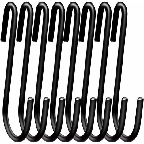 Paquete de 12 ganchos para colgar en forma de S de 10 cm, grandes y resistentes, para cocina, baño, dormitorio y oficina (paquete de 12, XL, negro)