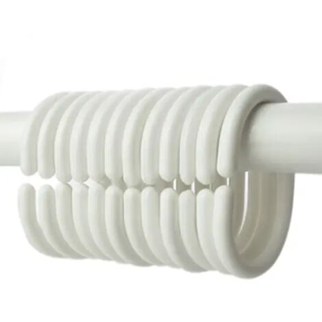 Paquete de 12 ganchos para cortina de ducha, anillos de plástico para colgar, presillas para cortinas de baño, sujetadores