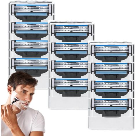 Paquete de 12 hojas de afeitar compatibles con Mach 3, hojas de repuesto para maquinillas de afeitar húmedas para hombres, diseño antiobstrucción, tecnología de unión frontal, hojas Gillette Mach 3, n