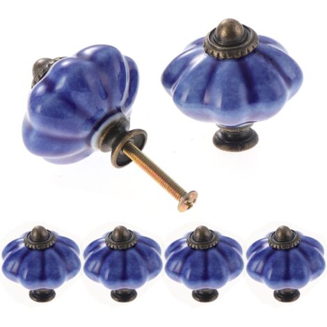 Paquete de 12 pomos de cerámica para gabinetes, elegantes pomos para cajones, manijas para gabinetes de cocina con forma de calabaza antigua, pomos redondos para puertas de muebles