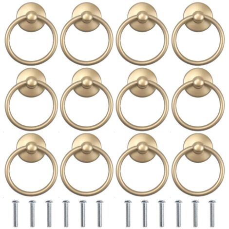Paquete de 12 pomos redondos vintage para puerta de armario o cómoda (dorados)