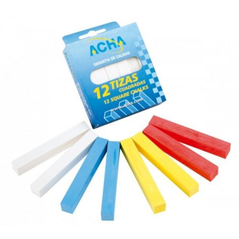 PAQUETE DE 12 TIZAS DE YESO ACHA  AMARILLO - ACHA