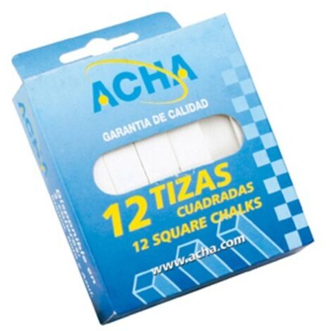 PAQUETE DE 12 TIZAS DE YESO "ACHA" BLANCO - ACHA