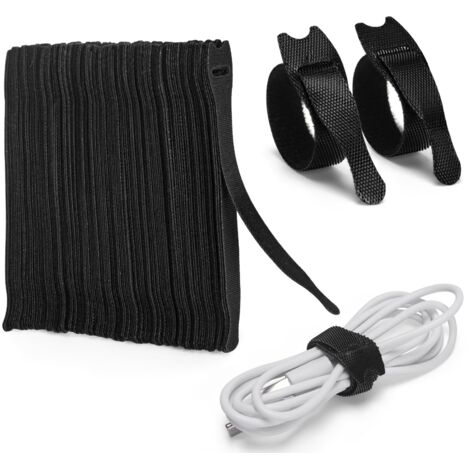 Paquete de 120 bridas de nailon reutilizables, [150 mm x 12 mm], bridas ajustables con cierre de velcro, gestión de cables para oficina, hogar, jardín y más - Negro
