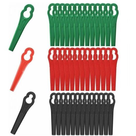 Paquete de 120 cuchillas de repuesto de plástico para cortacéspedes, desbrozadoras inalámbricas, L83 12 x 7 mm.