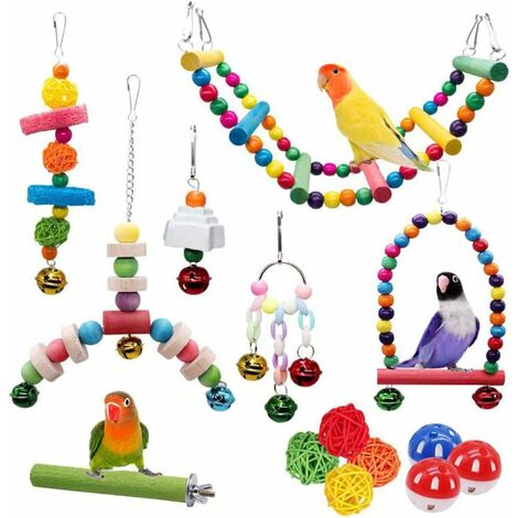 Seguro Tren Especializarse 12 paquetes de juguetes para pájaros, columpios para loros, juguetes para  colgar en jaulas para pájaros, adecuados para periquitos pequeños, pájaros  del amor, cacatúas, guacamayos y pinzones