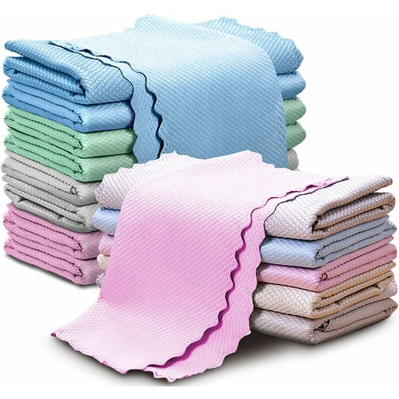

Paquete de 15 paños de limpieza de microfibra multifunción para platos de cocina de coche y baño, tamaño 40 x 30 cm (color aleatorio)