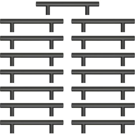 Paquete de 15 tiradores para armarios de cocina, de acero inoxidable, negros, con distancia entre ejes de 96 mm, para cajones (con tornillos)