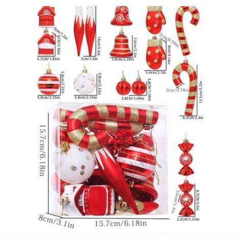 Paquete de 16 bolas navideñas de plástico: adornos navideños multicolores y duraderos para el árbol de Navidad.