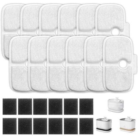 Paquete de 16 filtros para la fuente de agua para gatos PLWF105/PLWF115/PLWF005, filtro de repuesto, 16 esponjas de espuma y 16 cartuchos de filtro.