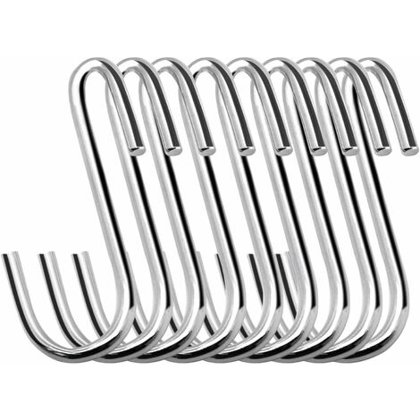 Paquete de 16 ganchos colgantes resistentes en forma de S de 3 pulgadas para cocina, baño, dormitorio y oficina (paquete de 16, tamaño mediano, plateado)