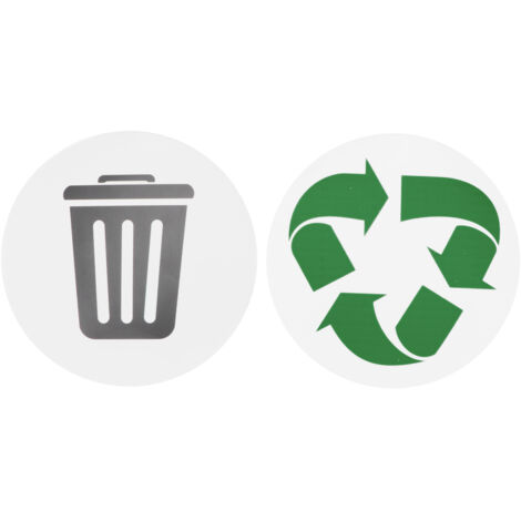Paquete de 18 etiquetas autoadhesivas de PVC reciclables para la separación de residuos, de 12,5 cm de diámetro, impermeables para uso en interiores y exteriores.