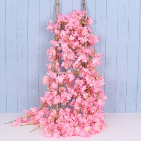 Paquete de 1,8 m de guirnalda de flores de cerezo artificiales, guirnalda de flores de seda para colgar en el hogar, boda, jardín, decoración de pared, fiesta
