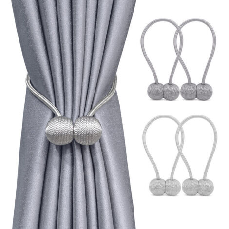Paquete de 2 abrazaderas magnéticas para cortina de estilo retro (gris), hebilla decorativa de resina dura con magnetismo fuerte y permanente para la oficina en casa.