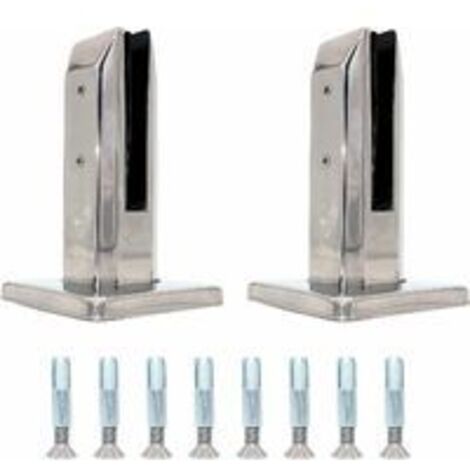 Paquete de 2 abrazaderas para vidrio de escalera, de acero inoxidable 304, para barandillas de piscina y balcones (modelo de columna cuadrada de acero inoxidable)