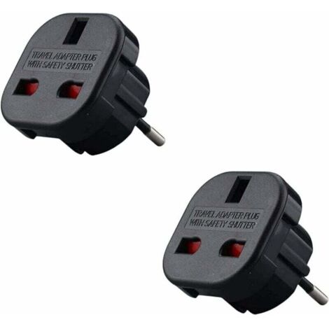 Paquete de 2 – Adaptador de enchufe de inglés a francés – Adaptador de inglés a francés – Tipo G a Tipo C – Compacto y ligero – Protección contra sobretensiones