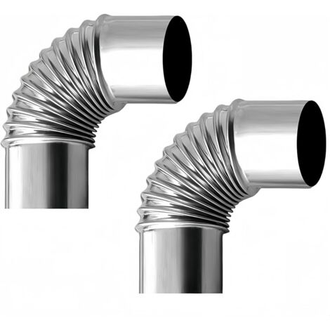 Paquete de 2 adaptadores de tubo de acero inoxidable de 60 mm para estufa de leña, codo de 90°, tubo de chimenea extendido, tubo de chimenea para camping.