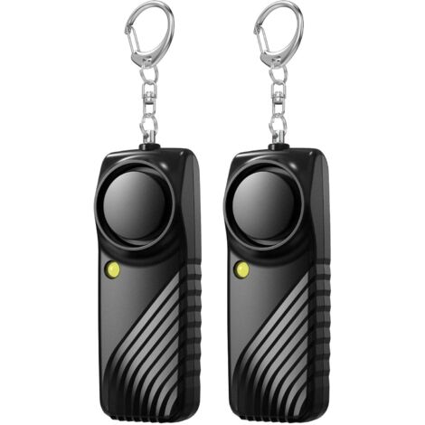 Paquete de 2 alarmas personales de seguridad de 130 dB con linterna LED portátil - Alarma de emergencia para autodefensa en exteriores - Alarma de seguridad para mujeres, niños y ancianos - Negro