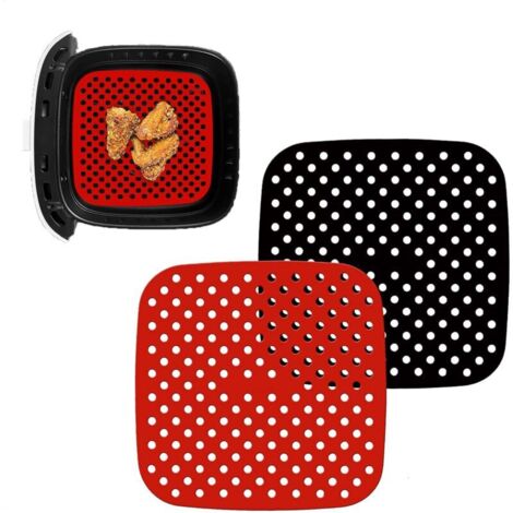 Paquete de 2 alfombrillas de silicona reutilizables para freidora de aire cuadrada de 7,5 pulgadas con revestimiento antiadherente, cesta de vapor