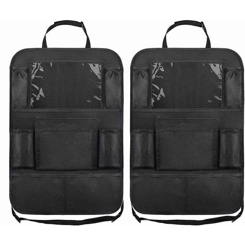 

Happyshopping - Paquete de 2 alfombrillas organizadoras para asiento trasero de coche para ninos, protectores de asiento trasero de gran capacidad